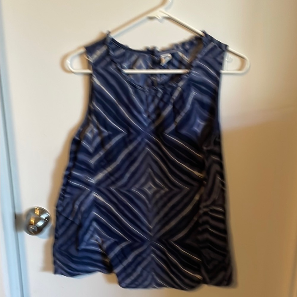 Blue Geometric Sleeveless Top